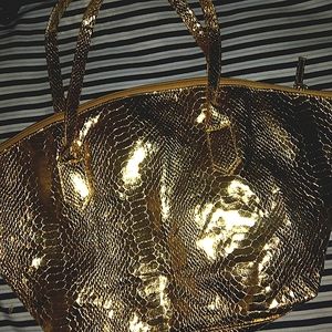 Gold metallic print shimmer bag